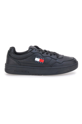 Črni športni copati z usnjenim zgornjim delom TOMMY JEANS CUPSOLE