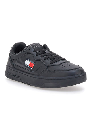 Črni športni copati z usnjenim zgornjim delom TOMMY JEANS CUPSOLE