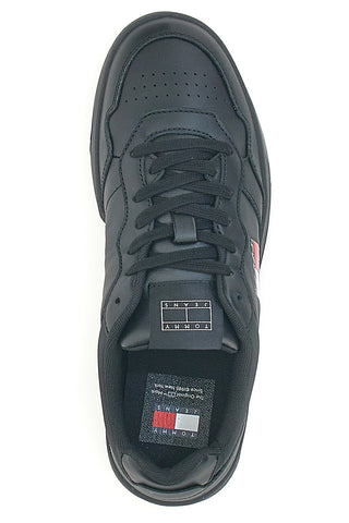 Črni športni copati z usnjenim zgornjim delom TOMMY JEANS CUPSOLE