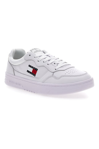Bele superge z usnjenim zgornjim delom TOMMY JEANS CUPSOLE