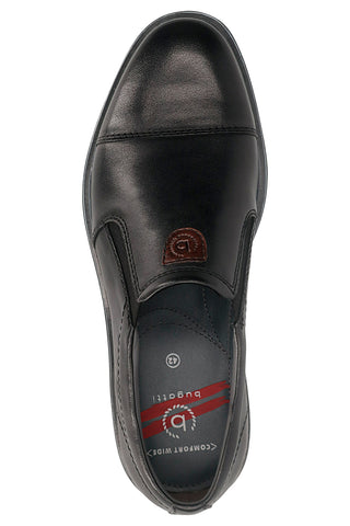 Elegantni črni usnjeni mokasini z elastičnimi vstavki Bugatti 315AMP614000