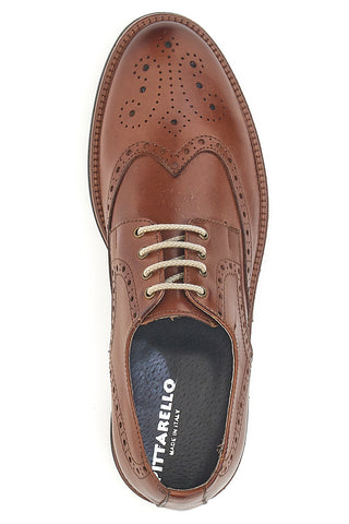 Rjavi usnjeni čevlji z vezalkami in brogue obdelavo Pittarello 06