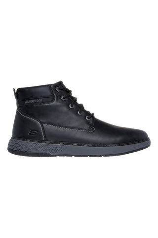 Črni škornji z vezalkami WaterProof SKECHERS GARLAN-DENO