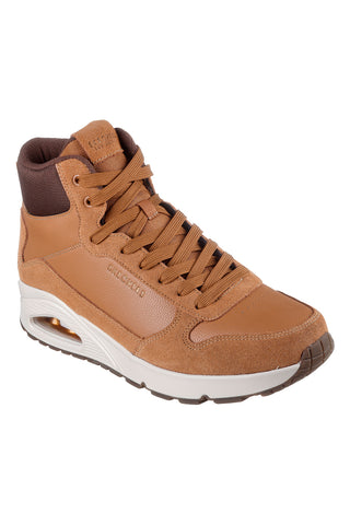 Srednje visoki usnjeni superge iz semiša in trpežnega usnja Skechers Uno Stacre Mid