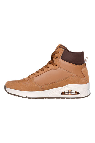 Srednje visoki usnjeni superge iz semiša in trpežnega usnja Skechers Uno Stacre Mid
