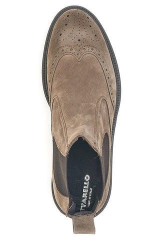 Sivkastorjavi usnjeni škornji Beatles z brogue obdelavo Pittarello 44