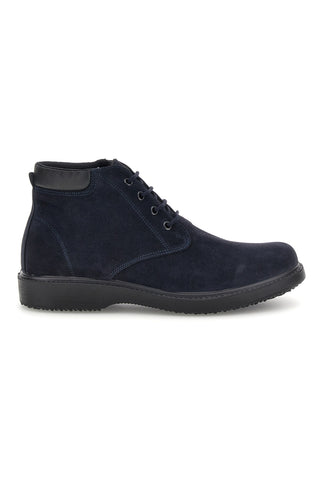 Polacchini blu in pelle con lacci Pittarello 1256