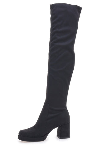 Črni ženski škornji nad kolenom s peto Pittarello Couture 43105