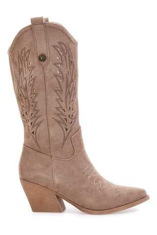 Taupe gležnjarji Texan z lasersko vezenino Café Cost RQ9241