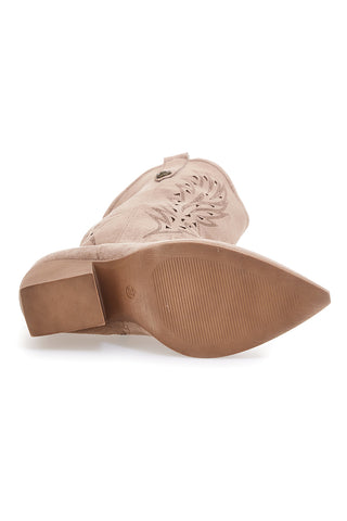 Taupe gležnjarji Texan z lasersko vezenino Café Cost RQ9241