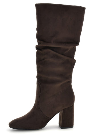 Stivali marroni in effetto suede con gambale drappeggiato Pittarello Capsule BT2140004