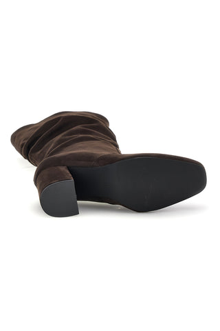 Stivali marroni in effetto suede con gambale drappeggiato Pittarello Capsule BT2140004
