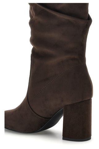 Stivali marroni in effetto suede con gambale drappeggiato Pittarello Capsule BT2140004