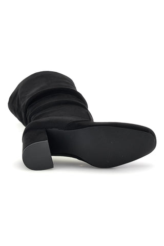 Stivali neri in effetto suede con gambale drappeggiato Pittarello Capsule BT2140004