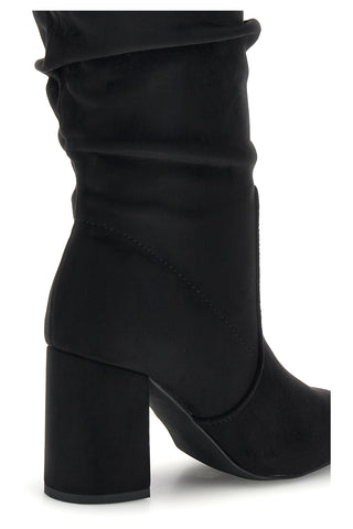 Stivali neri in effetto suede con gambale drappeggiato Pittarello Capsule BT2140004