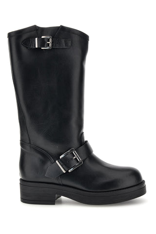 Stivali Biker neri in vera pelle made in Italy con fibbie Pittarello Love 6724