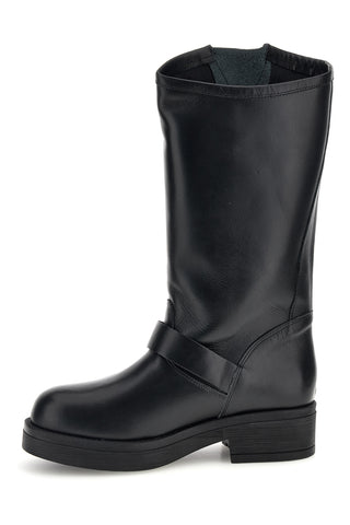 Stivali Biker neri in vera pelle made in Italy con fibbie Pittarello Love 6724