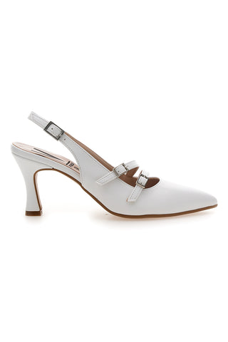 Bele čevlje slingback z jermenčki Made in Italy Pittarello vera 4387