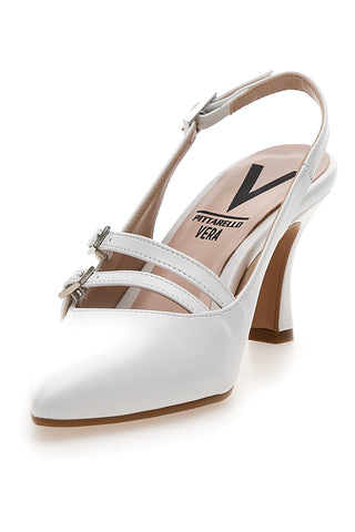 Bele čevlje slingback z jermenčki Made in Italy Pittarello vera 4387