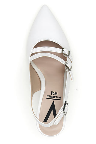 Bele čevlje slingback z jermenčki Made in Italy Pittarello vera 4387