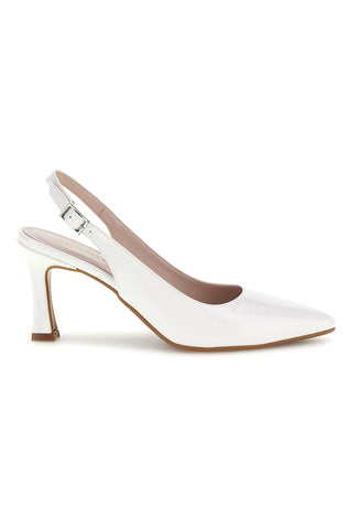 Bele poročne čevlje s slingback zapenjanjem in zaobljenim koncem Pittarello Romantic 6371