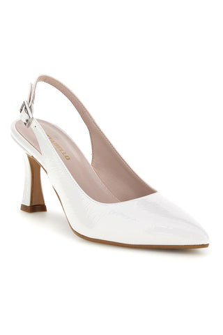 Bele poročne čevlje s slingback zapenjanjem in zaobljenim koncem Pittarello Romantic 6371