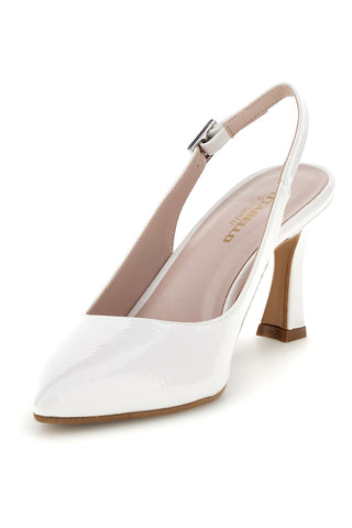 Bele poročne čevlje s slingback zapenjanjem in zaobljenim koncem Pittarello Romantic 6371