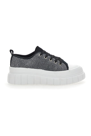 Črni superge Flatform 268603 s kristali