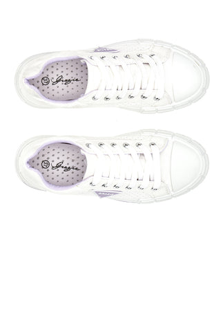 Perforirane platnene superge Thank you 3581 White and Lilac