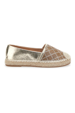 Plocadi 8055 Zlate espadrile s kamenčki