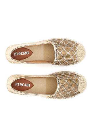 Plocadi 8055 Zlate espadrile s kamenčki