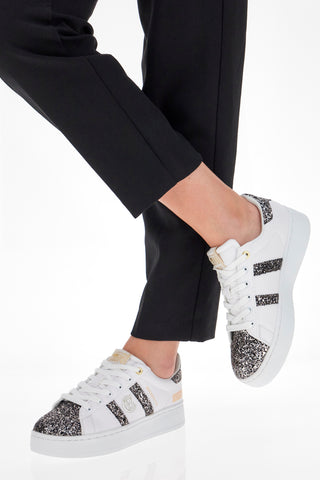 Sneakers Platform Cotton Belt Yard Glitter Bele