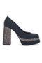 Črne čevlje z odprtim prstom Platform Pittarello Glam 3336 z bleščicami