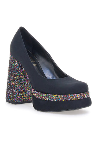 Črne čevlje z odprtim prstom Platform Pittarello Glam 3336 z bleščicami