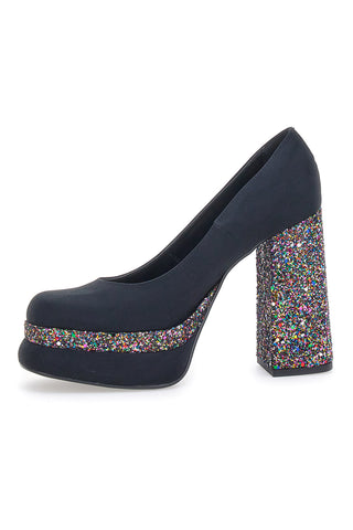 Črne čevlje z odprtim prstom Platform Pittarello Glam 3336 z bleščicami