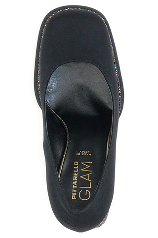 Črne čevlje z odprtim prstom Platform Pittarello Glam 3336 z bleščicami