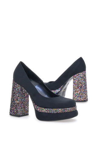 Črne čevlje z odprtim prstom Platform Pittarello Glam 3336 z bleščicami