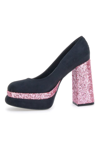 Črne čevlje z odprtim prstom Platform Pittarello Glam 3336 z bleščicami