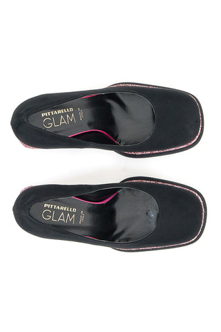 Črne čevlje z odprtim prstom Platform Pittarello Glam 3336 z bleščicami