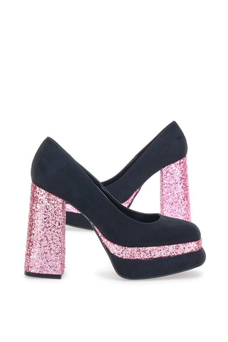 Črne čevlje z odprtim prstom Platform Pittarello Glam 3336 z bleščicami