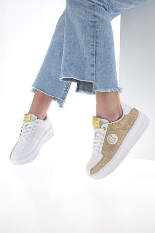 Superge Platform Cotton Belt Bipolar Glitter zlato