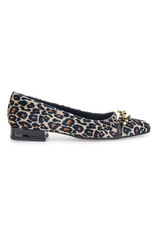 Balerine z ozkim noskom Pittarello Glam 3502 Črne z leopardjim potiskom
