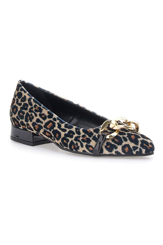 Balerine z ozkim noskom Pittarello Glam 3502 Črne z leopardjim potiskom