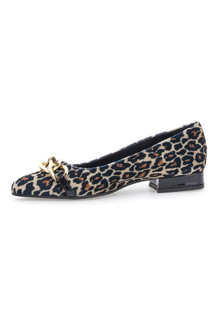 Balerine z ozkim noskom Pittarello Glam 3502 Črne z leopardjim potiskom