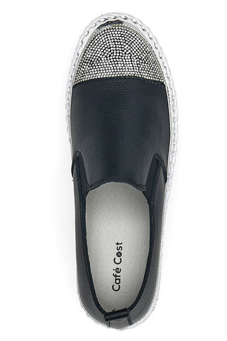 Sneakers Slip-On s črnimi okraski Cafè Cost 23015