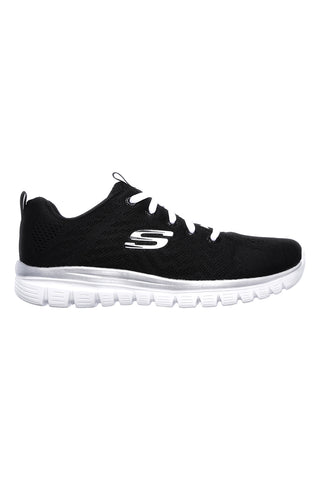Črni in beli športni copati z širokim podplatom Skechers Graceful Get Connected
