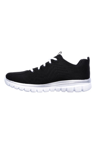 Črni in beli športni copati z širokim podplatom Skechers Graceful Get Connected