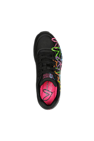 Črni superge z večbarvnimi srčki Skechers Uno Highlight Love
