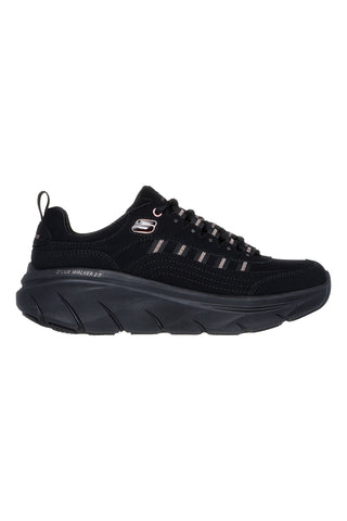 Črni superge z bleščečimi detajli SKECHERS D'LUX WALKER 2.0 GOLDEN STEP