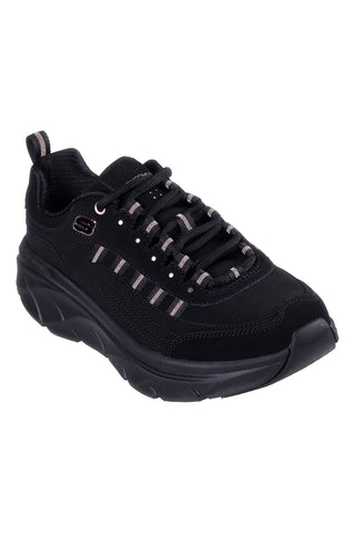 Črni superge z bleščečimi detajli SKECHERS D'LUX WALKER 2.0 GOLDEN STEP